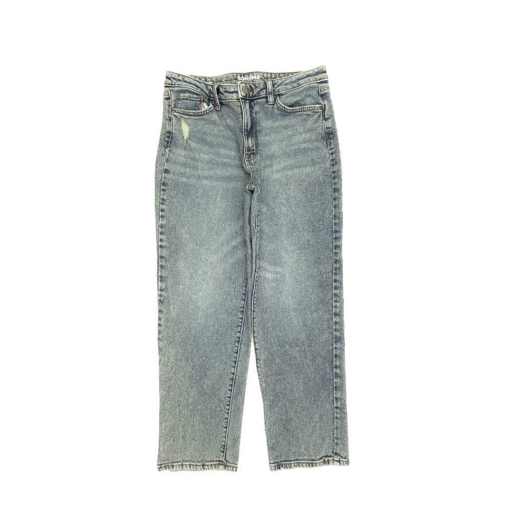 Sonoma Straight Leg Jeans Womens Size 12 Blue Medium‎ Wash High Rise 3710